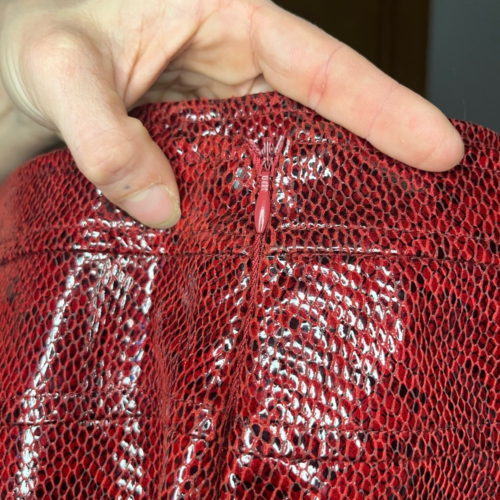 Zara Shiny Red python printed Mini Skirt - Picture 6 of 9